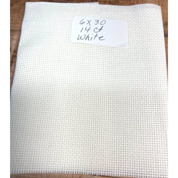 Aida Cloth Cross Stitch Fabric 6"x30" 14 Count Off White - Picture 1 of 2